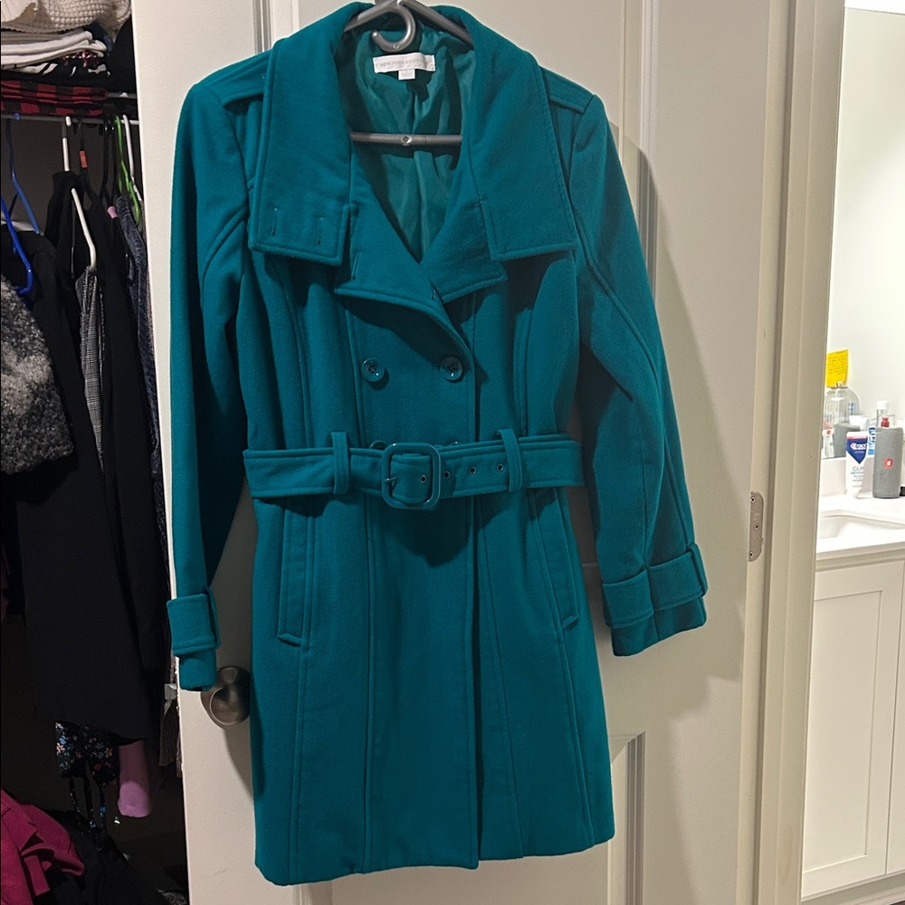 New York & Company Teal Trench Coat